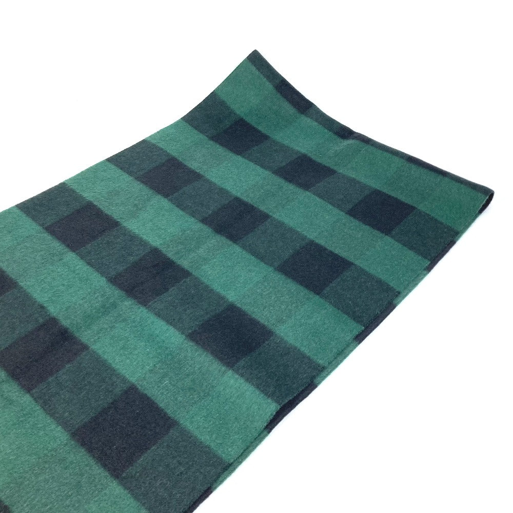 Dior 95CHE200100 Logo Fringe Check Pattern Large Wool Shawl Scarf Women's Green