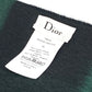 Dior 95CHE200100 Logo Fringe Check Pattern Large Wool Shawl Scarf Women's Green