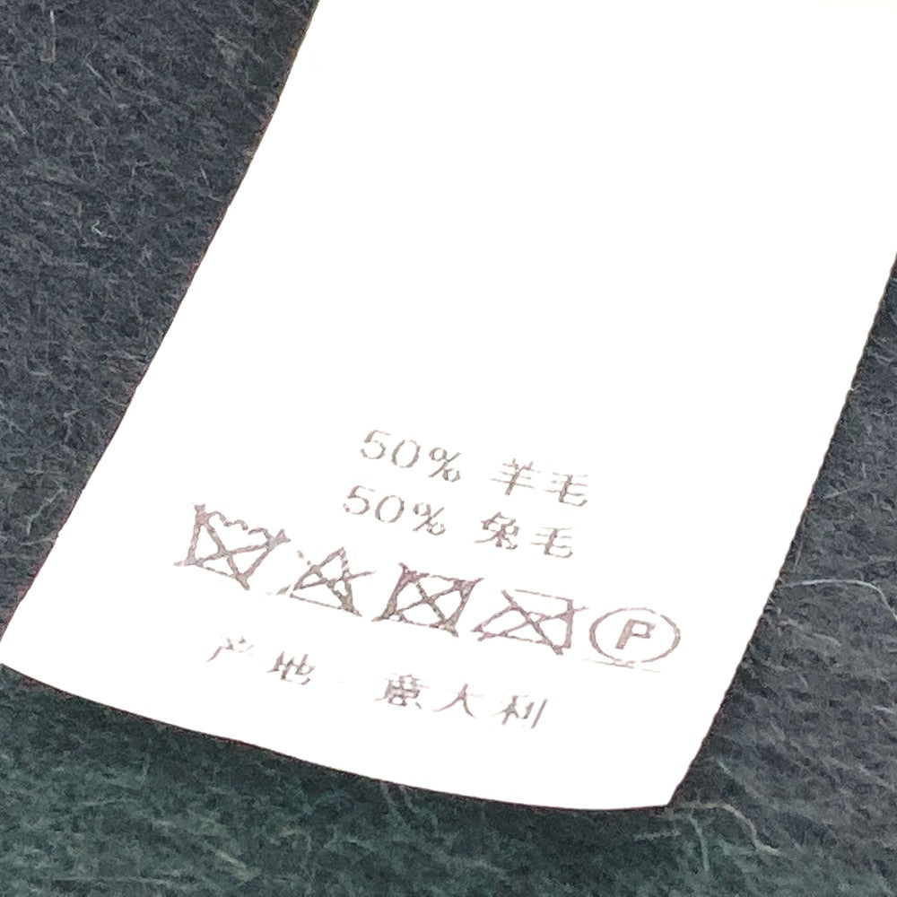 Dior 95CHE200100 Logo Fringe Check Pattern Large Wool Shawl Scarf Women's Green