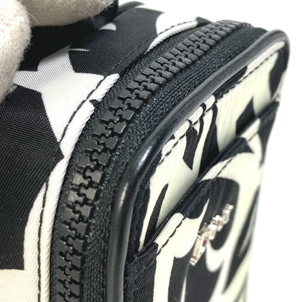 DIOR HOMME Cigarette Case with Key Ring, Tribal Two-Tone Nylon Pouch, White, Men's