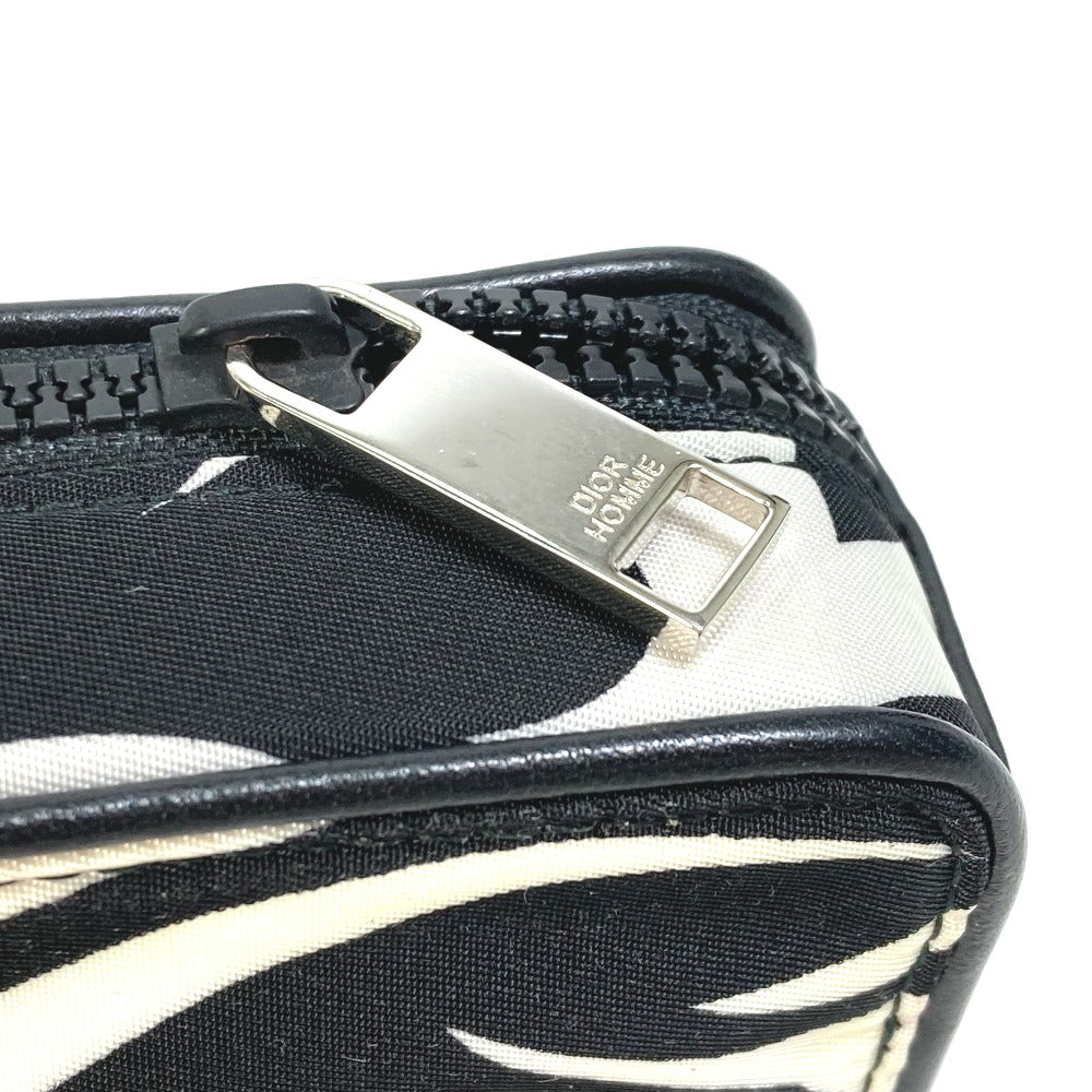 DIOR HOMME Cigarette Case with Key Ring, Tribal Two-Tone Nylon Pouch, White, Men's