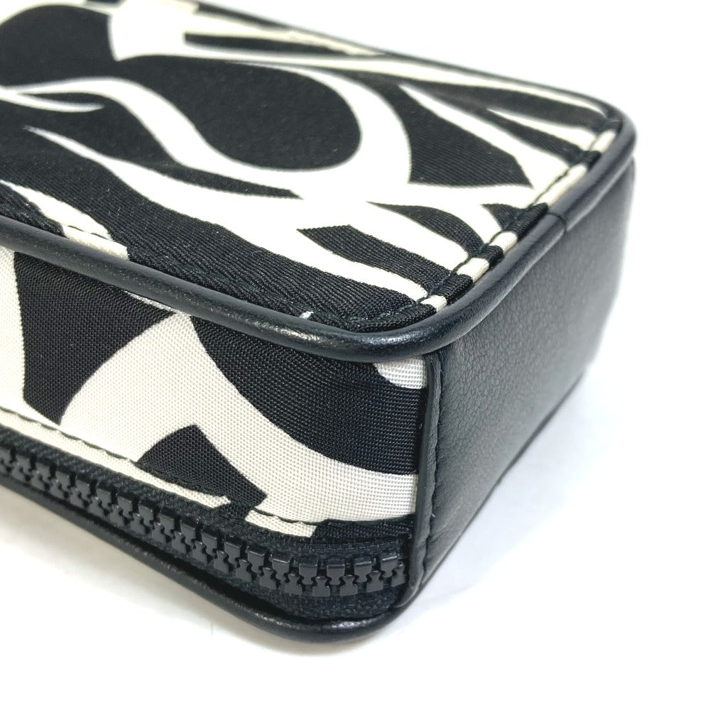 DIOR HOMME Cigarette Case with Key Ring, Tribal Two-Tone Nylon Pouch, White, Men's