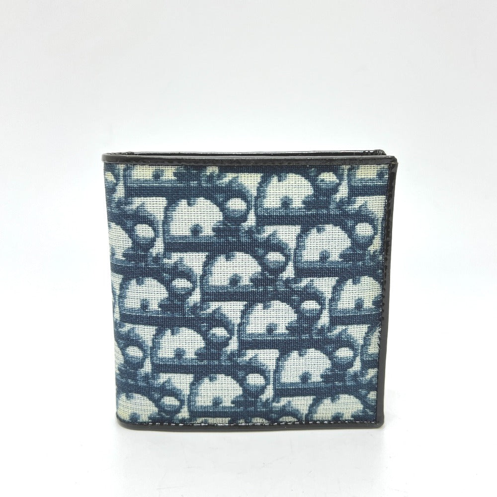 Christian Dior トロッター 財布 ウォレット 折り畳み 2つ折り財布 PVC レディース ブルー