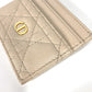 Dior Cannage CARO Business Card Case, Pass Case, Card Case, Leather, Women's, Beige