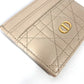 Dior Cannage CARO Business Card Case, Pass Case, Card Case, Leather, Women's, Beige