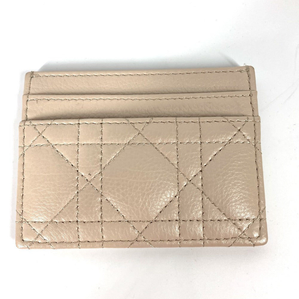 Dior Cannage CARO Business Card Case, Pass Case, Card Case, Leather, Women's, Beige