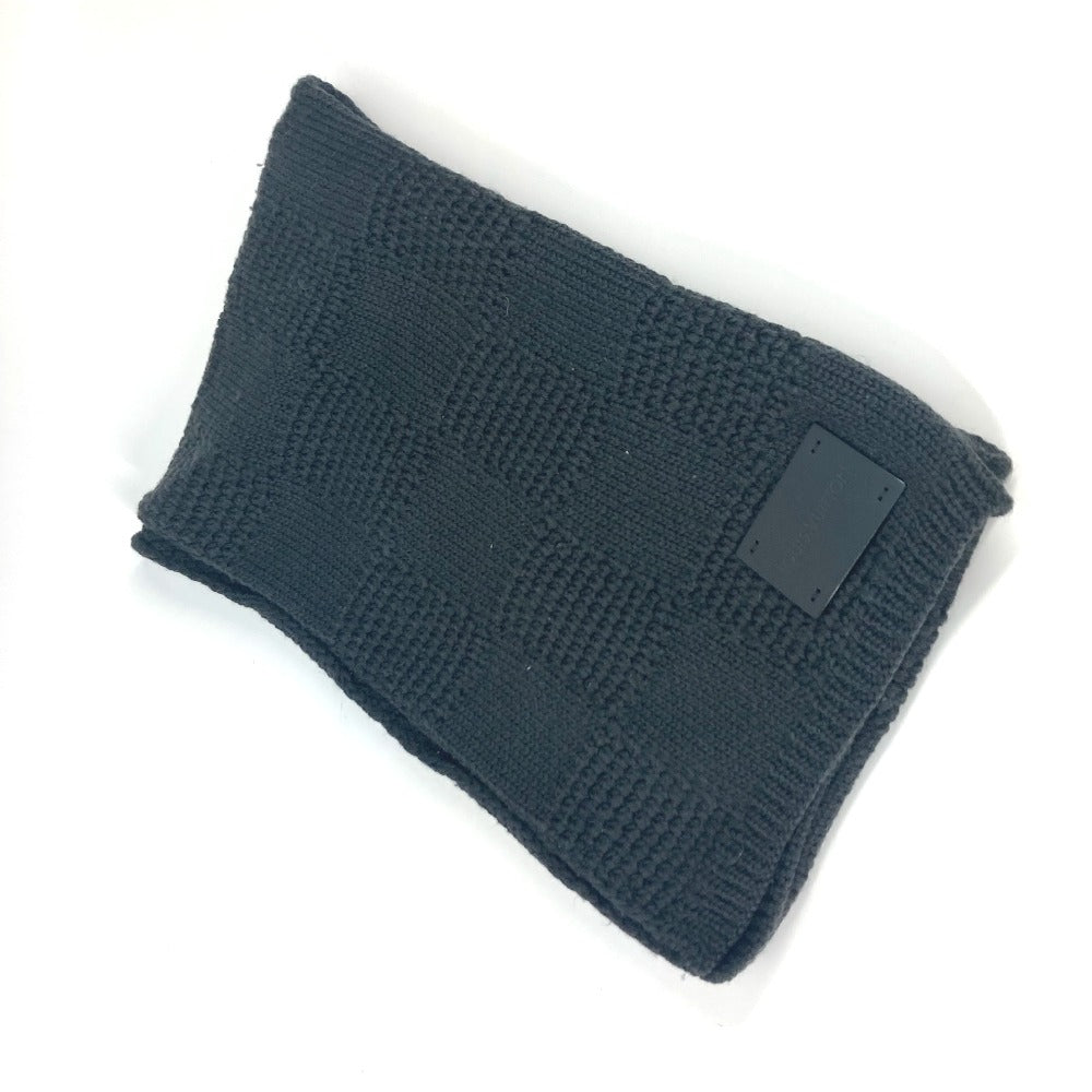 LOUIS VUITTON レザータグ 革タグ ダミエ マフラー ウール メンズ グレー - brandshop-reference