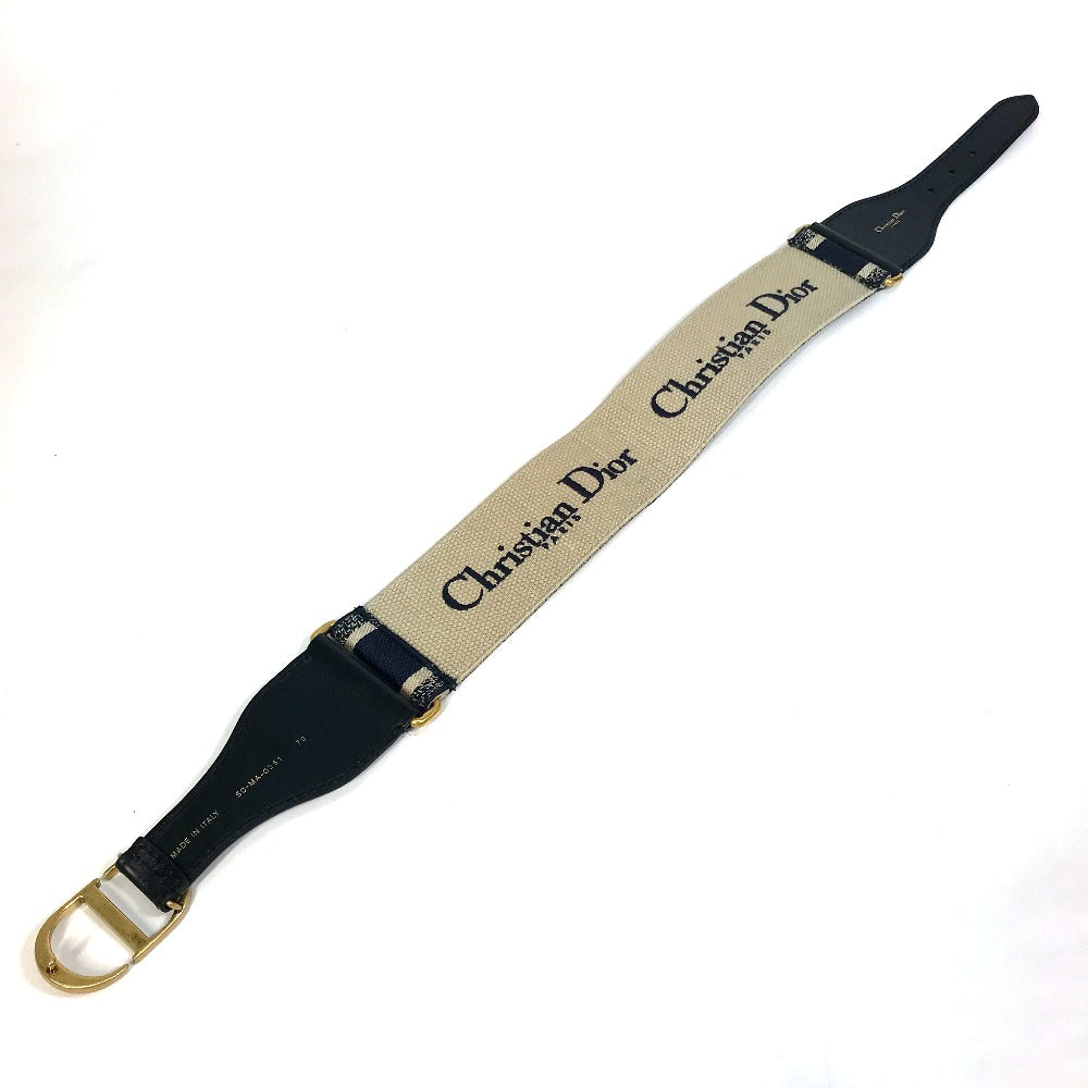 Dior B0003CBTE_M928　 CD金具 エンブロイダリー キャンバス ロゴ ズボン用ベルト ベルト コットン レディース ネイビー×ベージュ
