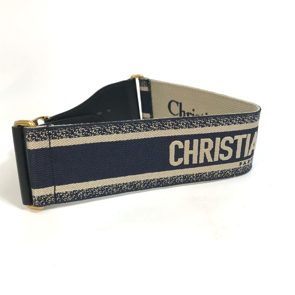 Dior B0003CBTE_M928　 CD金具 エンブロイダリー キャンバス ロゴ ズボン用ベルト ベルト コットン レディース ネイビー×ベージュ