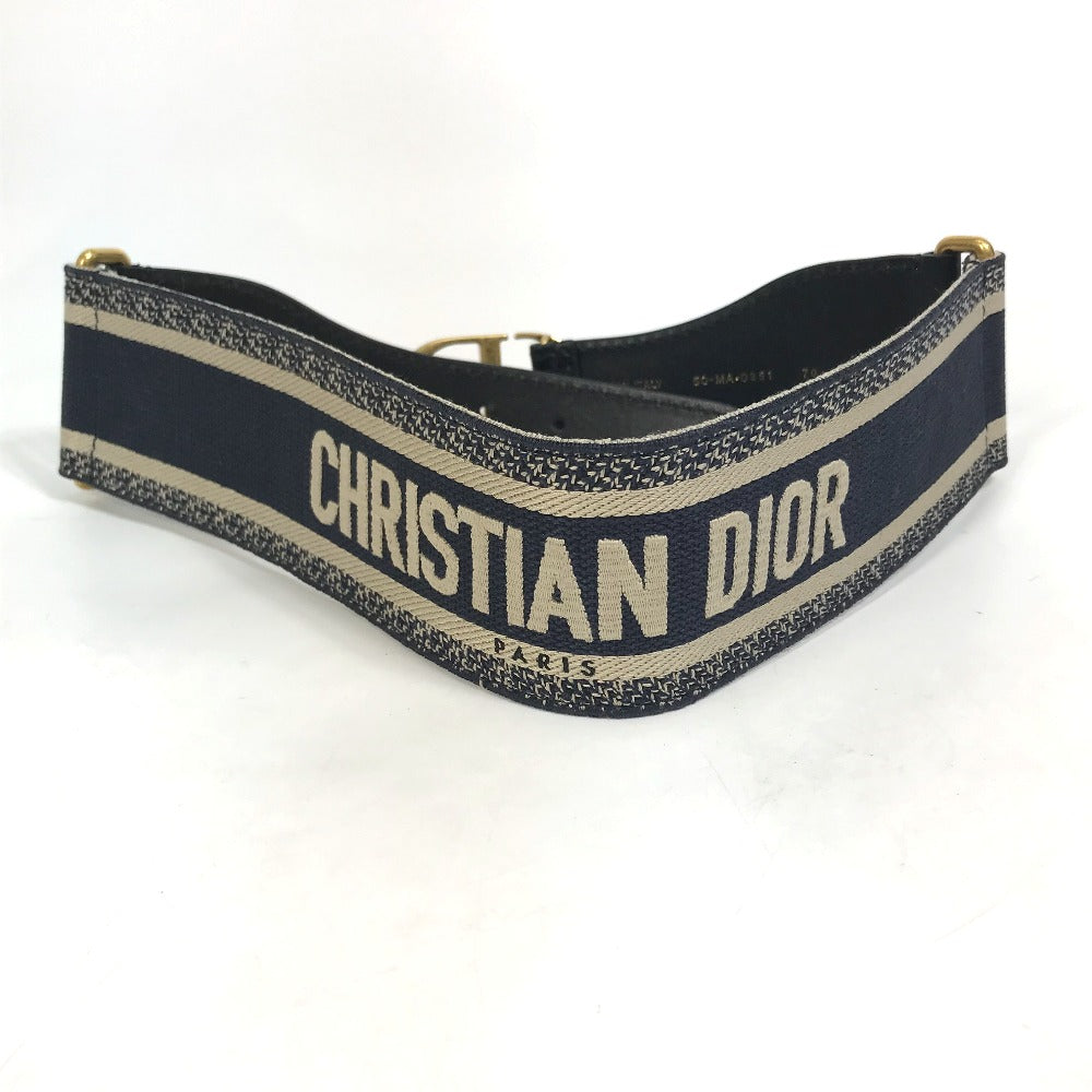 Dior B0003CBTE_M928　 CD金具 エンブロイダリー キャンバス ロゴ ズボン用ベルト ベルト コットン レディース ネイビー×ベージュ