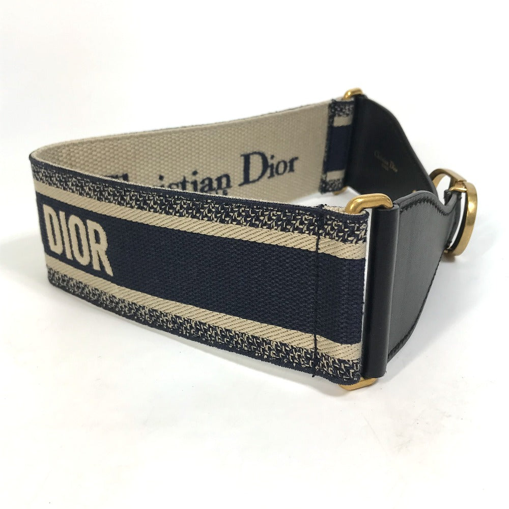 Dior B0003CBTE_M928　 CD金具 エンブロイダリー キャンバス ロゴ ズボン用ベルト ベルト コットン レディース ネイビー×ベージュ