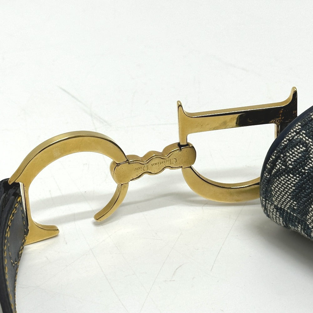 Christian Dior トロッター オブリーク サドルバッグ カバン 肩掛け ショルダーバッグ キャンバス/レザー レディース ネイビー
