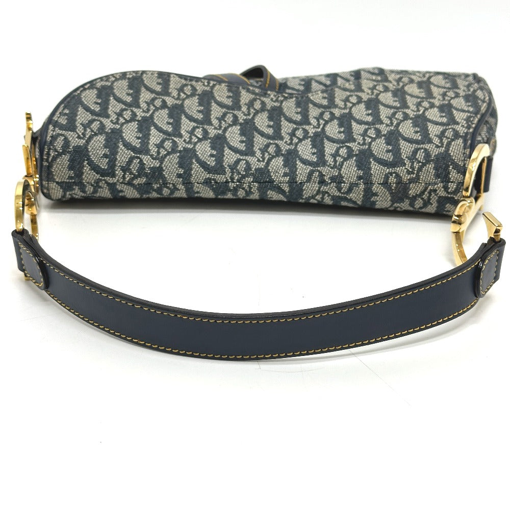 Christian Dior トロッター オブリーク サドルバッグ カバン 肩掛け ショルダーバッグ キャンバス/レザー レディース ネイビー