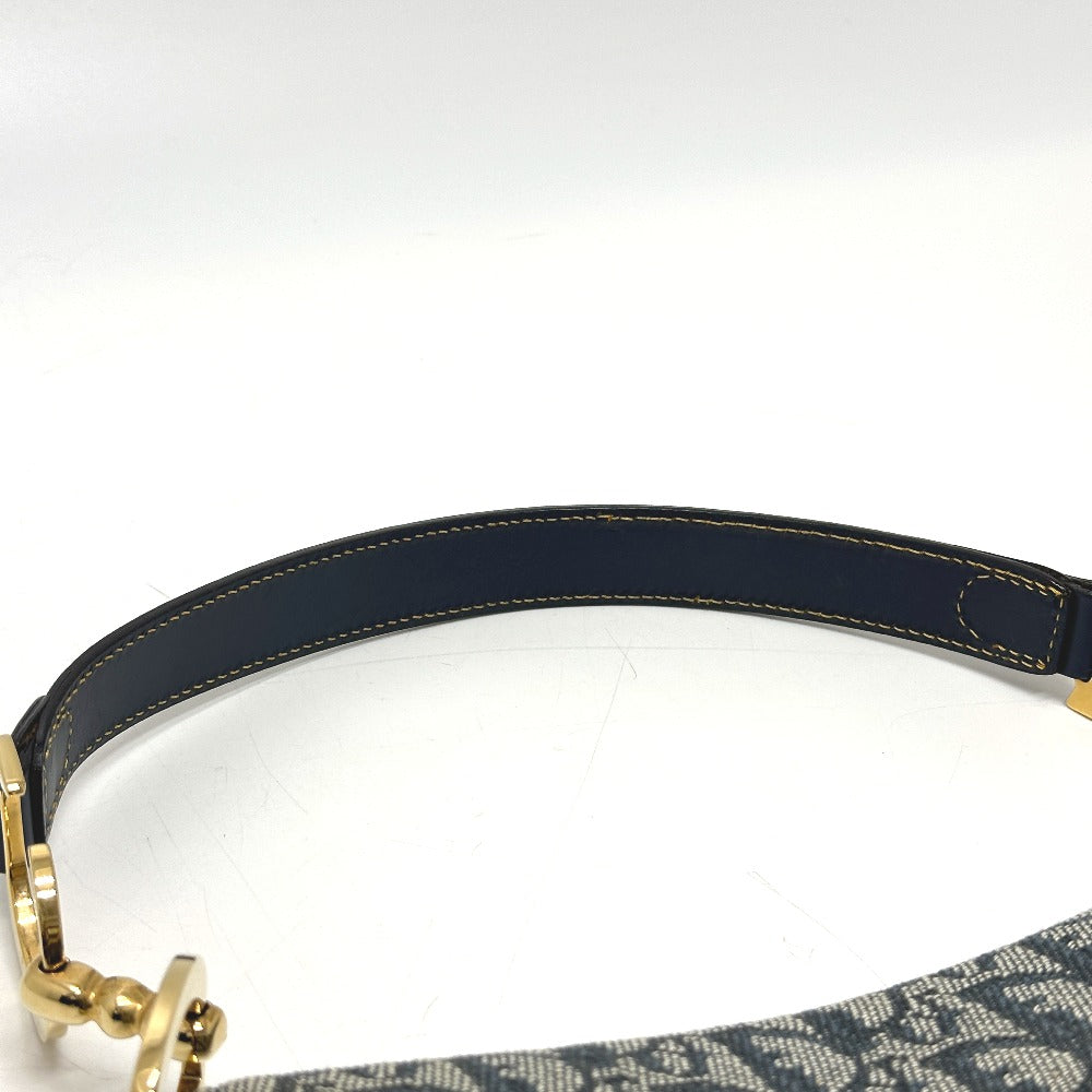 Christian Dior トロッター オブリーク サドルバッグ カバン 肩掛け ショルダーバッグ キャンバス/レザー レディース ネイビー