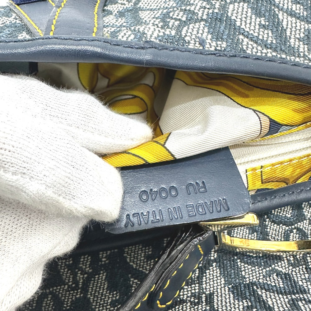 Christian Dior トロッター オブリーク サドルバッグ カバン 肩掛け ショルダーバッグ キャンバス/レザー レディース ネイビー