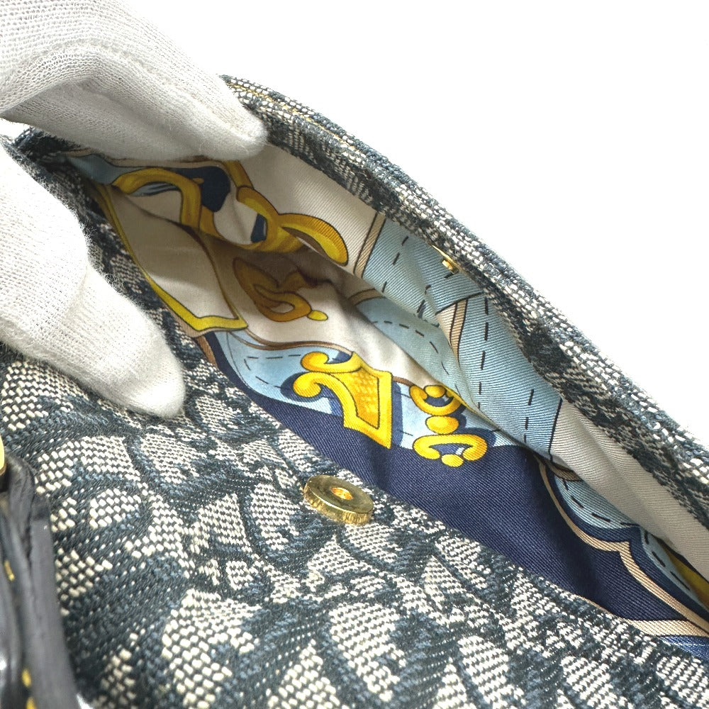 Christian Dior トロッター オブリーク サドルバッグ カバン 肩掛け ショルダーバッグ キャンバス/レザー レディース ネイビー