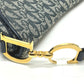 Christian Dior トロッター オブリーク サドルバッグ カバン 肩掛け ショルダーバッグ キャンバス/レザー レディース ネイビー