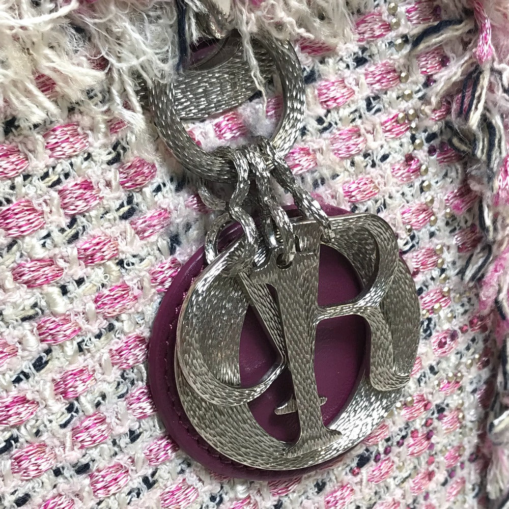 Dior 銀座限定 ル・ローズ・ボヌール(ハッピーローズ) レディディオール Ladydior  カバン 2WAYバッグ ショルダーバッグ ハンドバッグ ツイード レディース ピンク×パープル×ホワイト - brandshop-reference