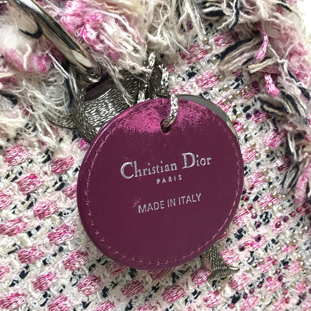 Dior 銀座限定 ル・ローズ・ボヌール(ハッピーローズ) レディディオール Ladydior  カバン 2WAYバッグ ショルダーバッグ ハンドバッグ ツイード レディース ピンク×パープル×ホワイト - brandshop-reference