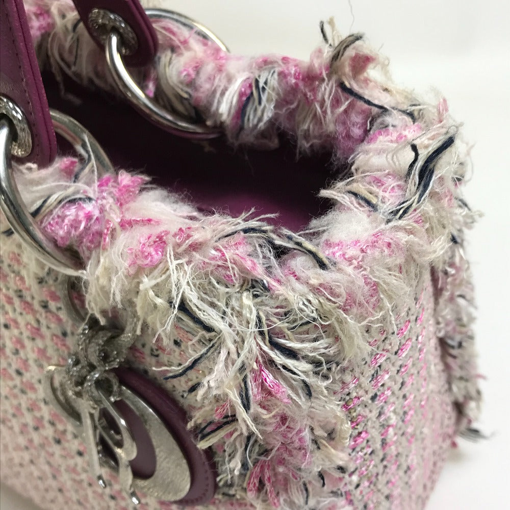 Dior 銀座限定 ル・ローズ・ボヌール(ハッピーローズ) レディディオール Ladydior  カバン 2WAYバッグ ショルダーバッグ ハンドバッグ ツイード レディース ピンク×パープル×ホワイト - brandshop-reference