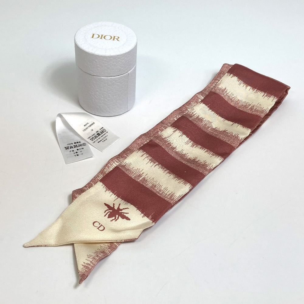 Dior Logo Mitza Silk Scarf for Women in Beige and Dusty Pink