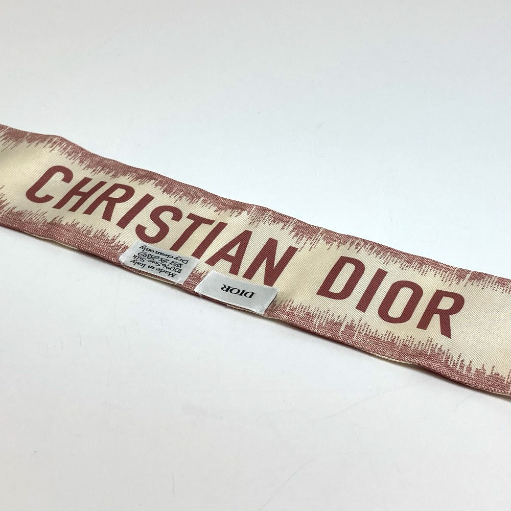 Dior Logo Mitza Silk Scarf for Women in Beige and Dusty Pink