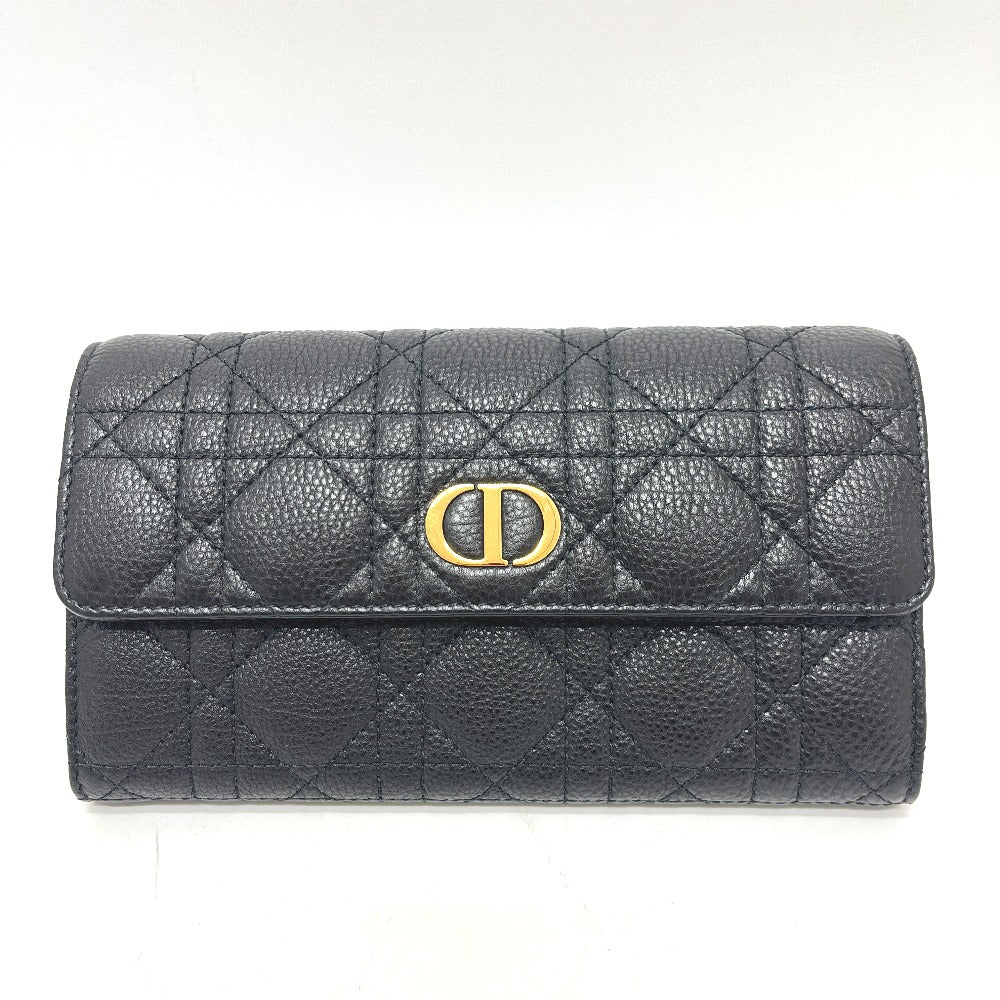 Dior S5039UWC レディディオール カナージュ カロ 財布 ウォレット 長財布 カーフスキン レディース ブラック
