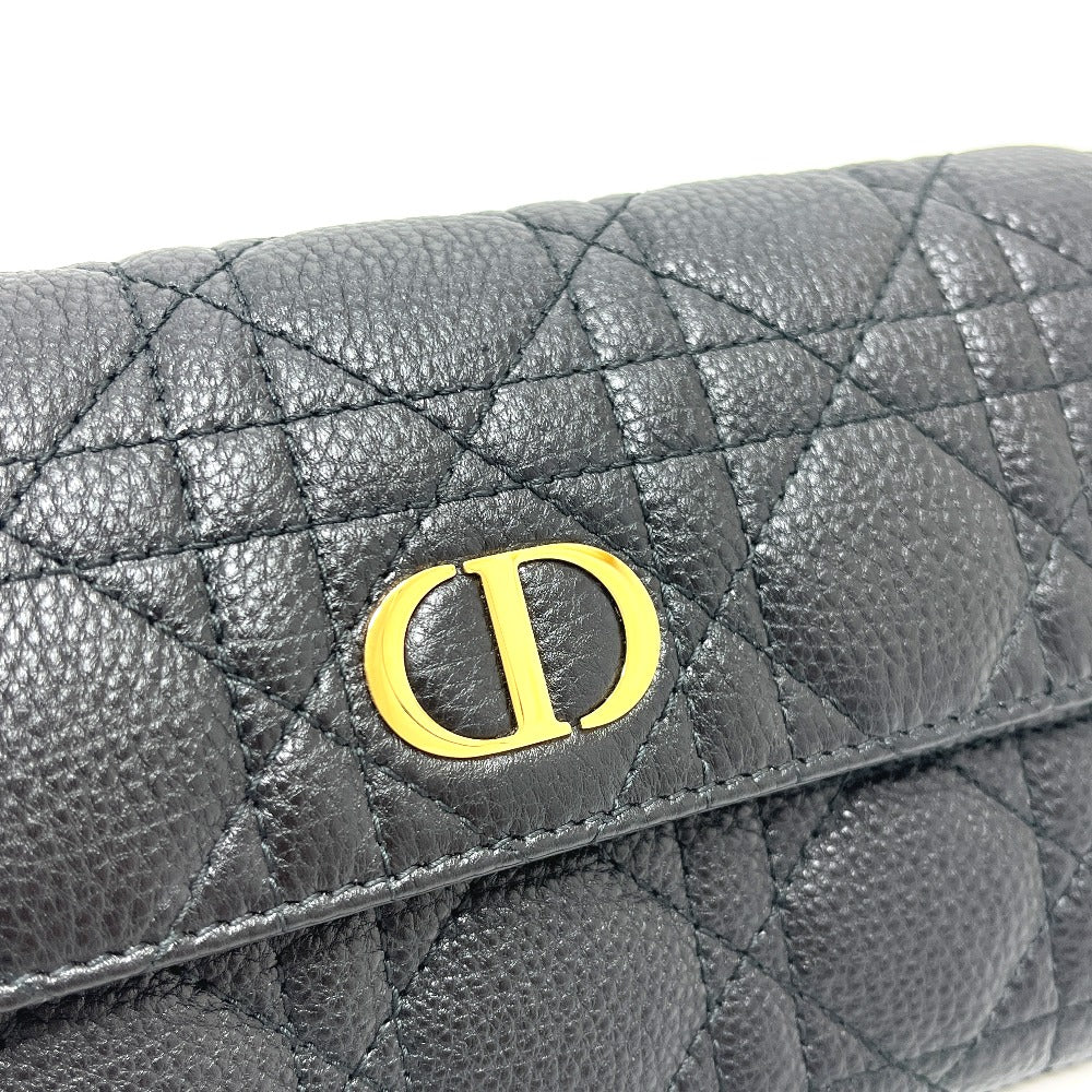 Dior S5039UWC レディディオール カナージュ カロ 財布 ウォレット 長財布 カーフスキン レディース ブラック