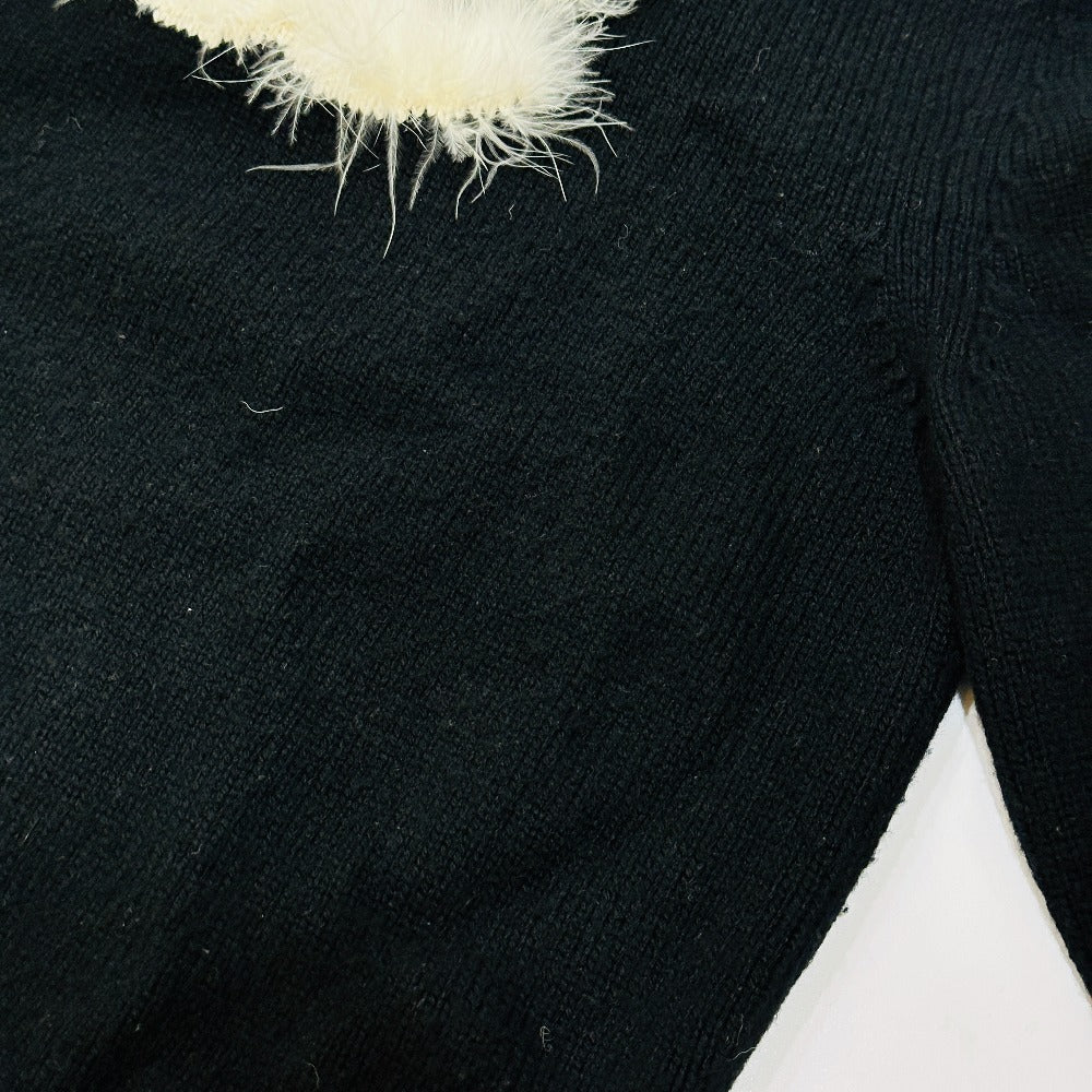 CHANEL P76044 24AW CC Mark Fur apparel sweater Cashmere Black Used