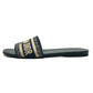 Dior Dway Slide Embroidered Cotton Shoes Flats Mules Sandals Jacquard Women's Navy