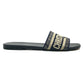 Dior Dway Slide Embroidered Cotton Shoes Flats Mules Sandals Jacquard Women's Navy