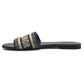 Dior Dway Slide Embroidered Cotton Shoes Flats Mules Sandals Jacquard Women's Navy