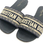 Dior Dway Slide Embroidered Cotton Shoes Flats Mules Sandals Jacquard Women's Navy