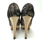 Christian Dior Lace open toe heel shoes pumps Leather Beige/Black 7 Used