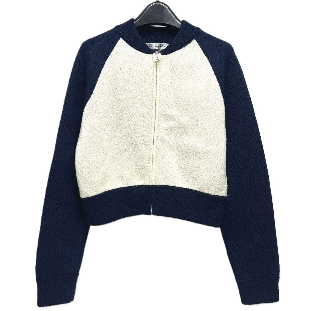 Dior 214V50AM351 DIOR 8 Bomber Apparel, blouson, zip-up, outerwear, collarless jacket Jacket wool Navy/White Used