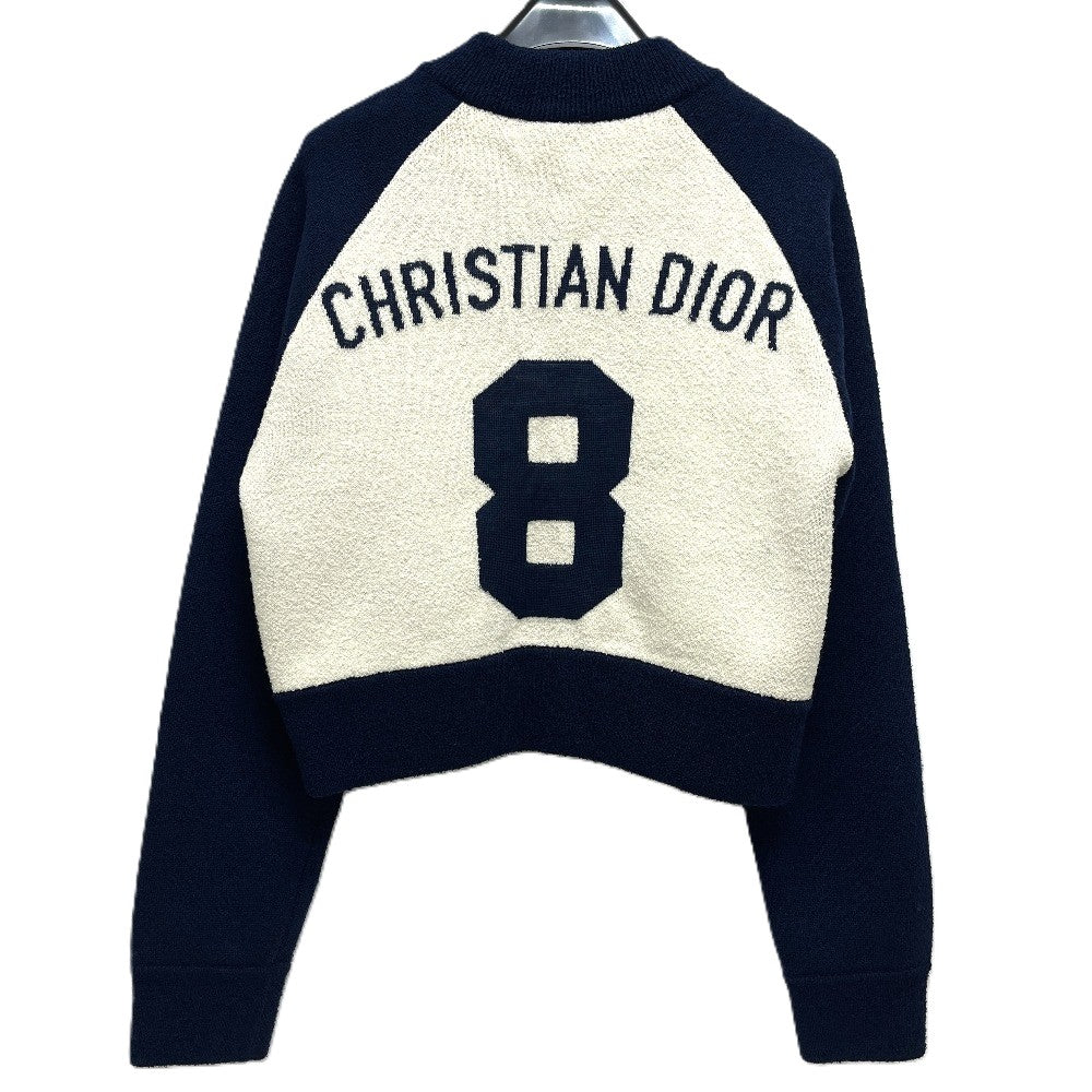Dior 214V50AM351 DIOR 8 Bomber Apparel, blouson, zip-up, outerwear, collarless jacket Jacket wool Navy/White Used