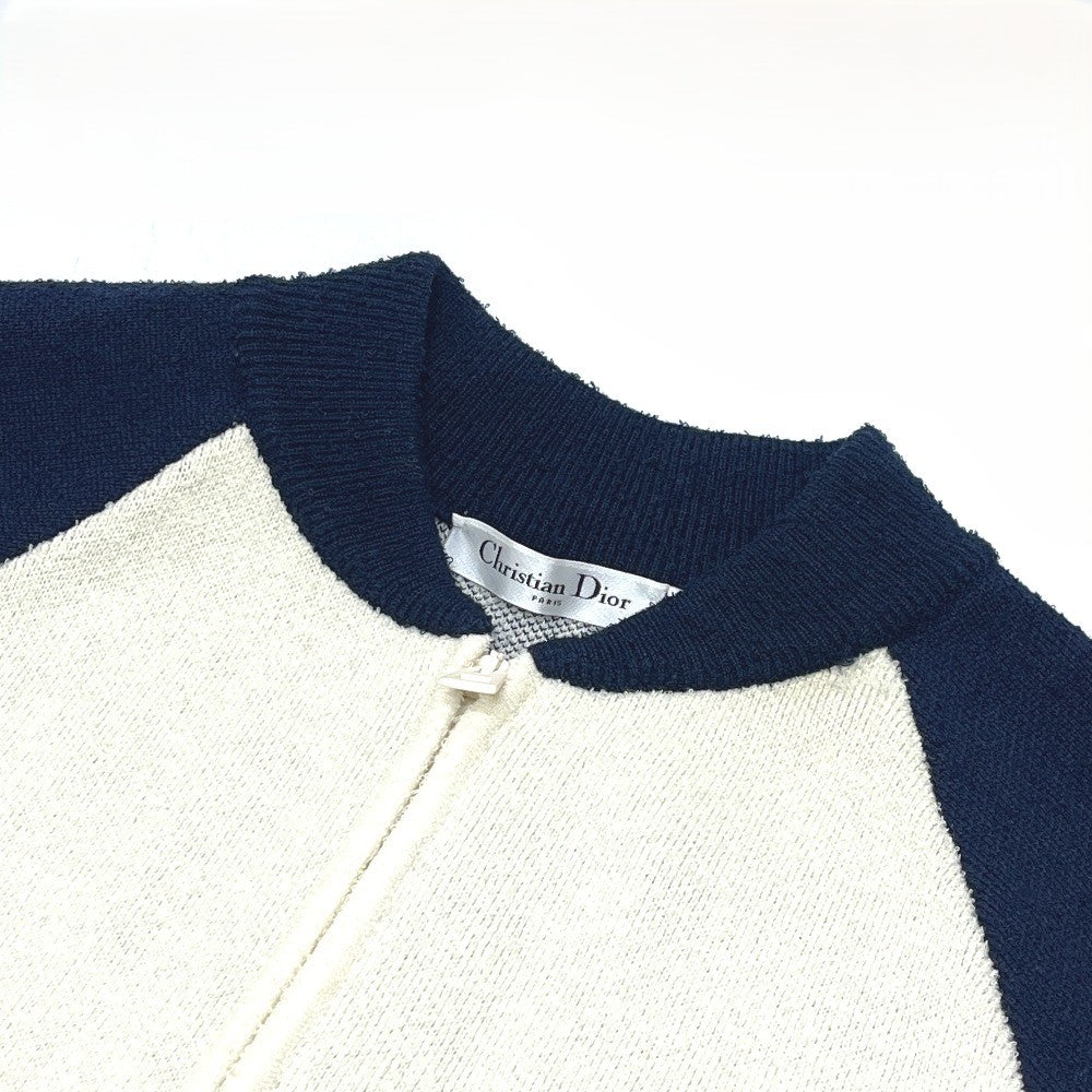 Dior 214V50AM351 DIOR 8 Bomber Apparel, blouson, zip-up, outerwear, collarless jacket Jacket wool Navy/White Used