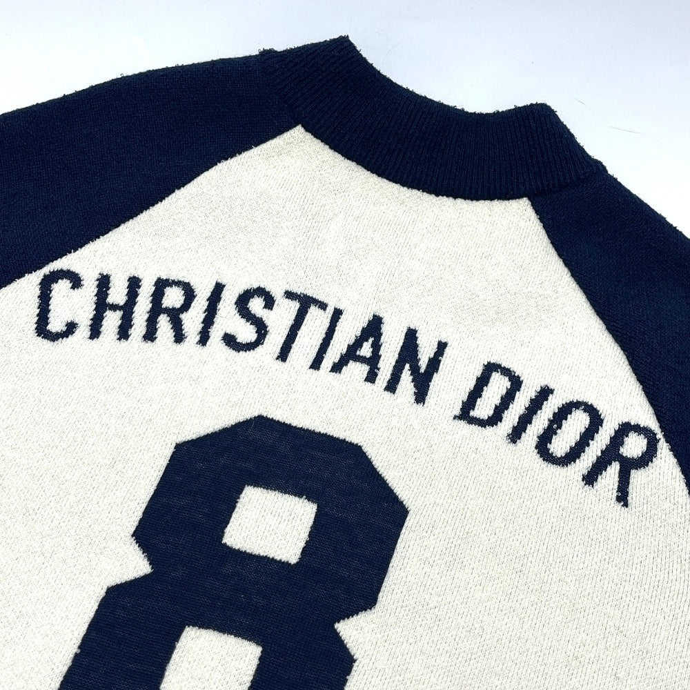 Dior 214V50AM351 DIOR 8 Bomber Apparel, blouson, zip-up, outerwear, collarless jacket Jacket wool Navy/White Used