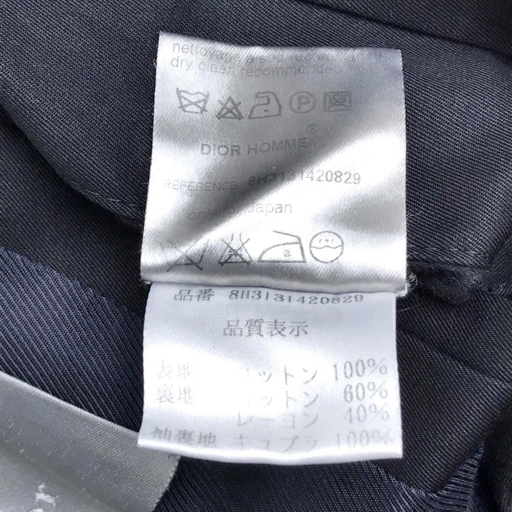 DIOR HOMME Men's Black Double-Breasted Cotton Trench Coat with Belt