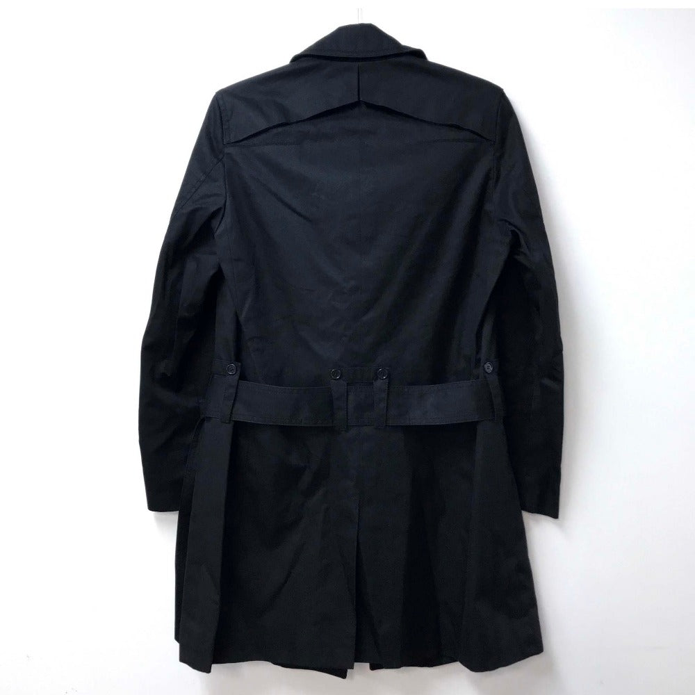 DIOR HOMME Men's Black Double-Breasted Cotton Trench Coat with Belt