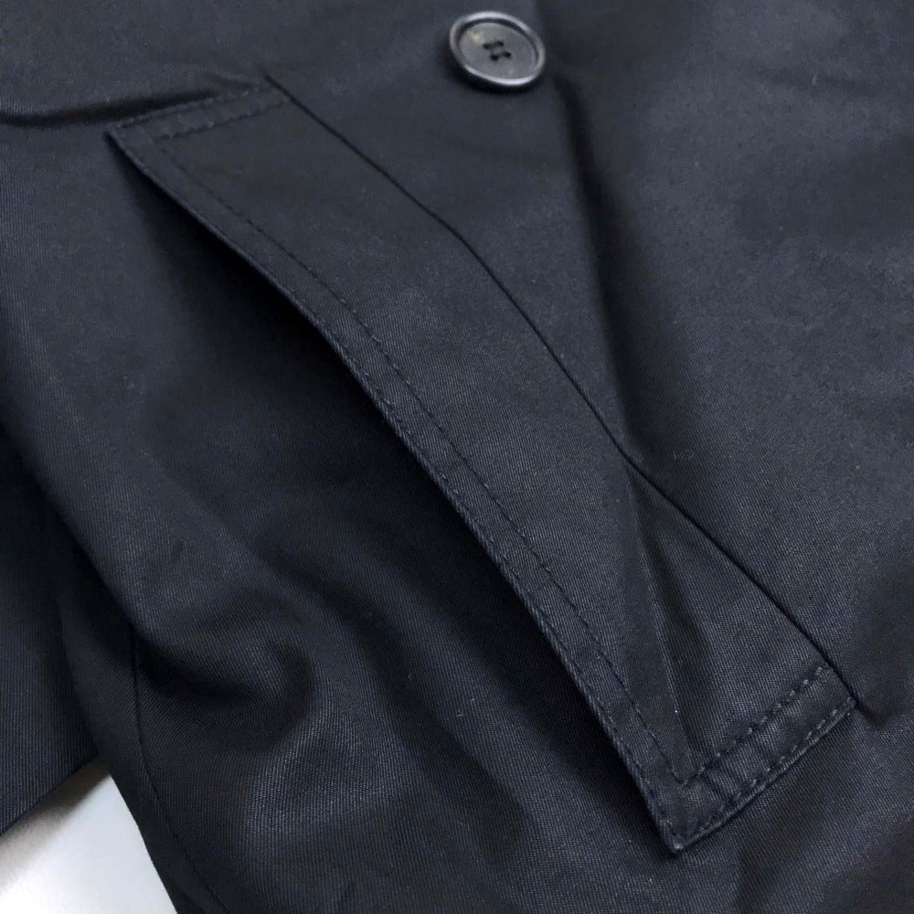 DIOR HOMME Men's Black Double-Breasted Cotton Trench Coat with Belt