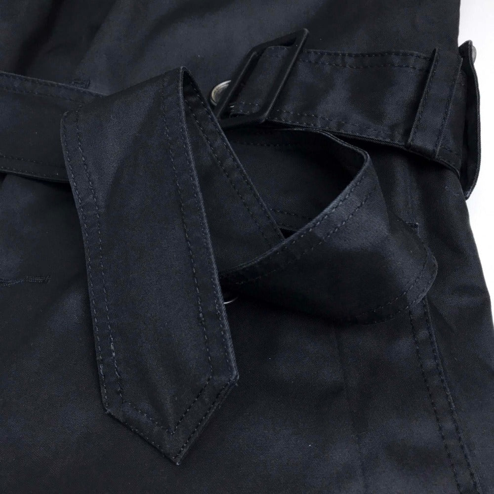 DIOR HOMME Men's Black Double-Breasted Cotton Trench Coat with Belt