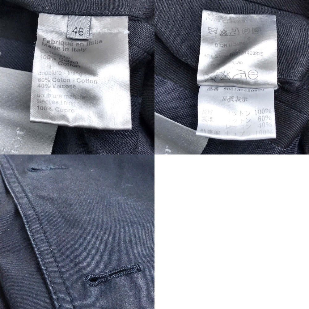 DIOR HOMME Men's Black Double-Breasted Cotton Trench Coat with Belt