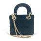 Dior LADY DIOR Chain Lady Dior Cannage Mini Rhinestone 2-Way Shoulder Bag/Handbag Velour/Leather Women's Black