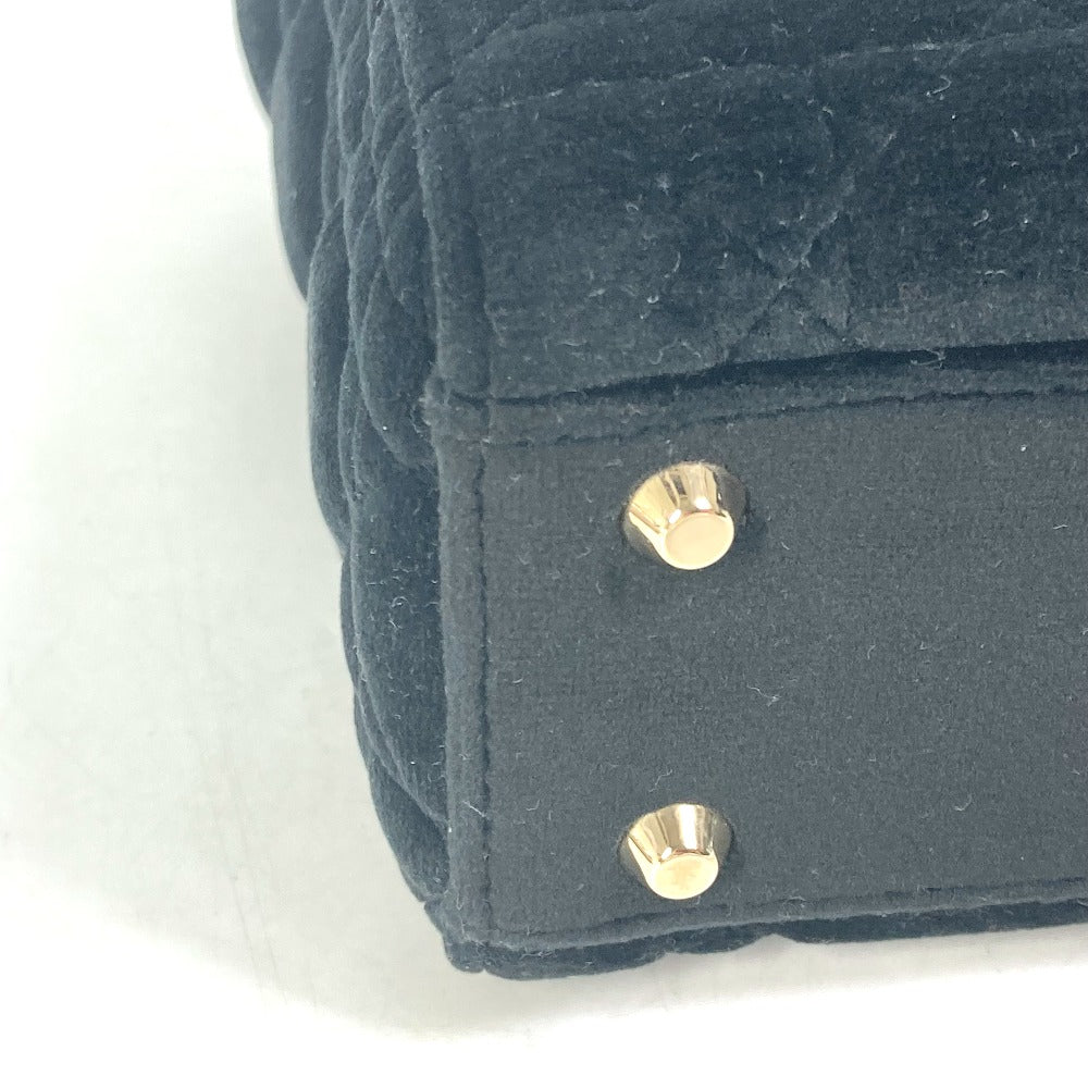 Dior LADY DIOR Chain Lady Dior Cannage Mini Rhinestone 2-Way Shoulder Bag/Handbag Velour/Leather Women's Black