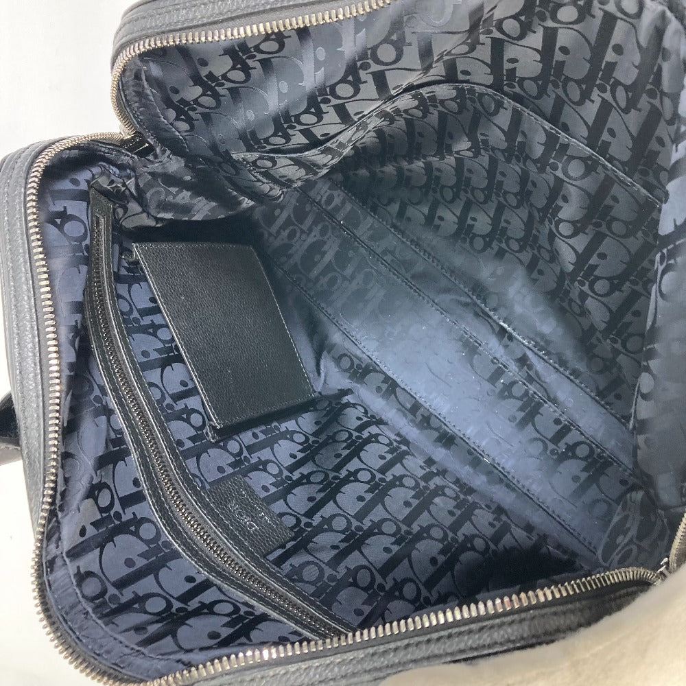 DIOR HOMME Handbag with Logo, Trotter Interior, Oblique Design, 2-Way Shoulder Bag, Business Bag, Leather, Men's, Black