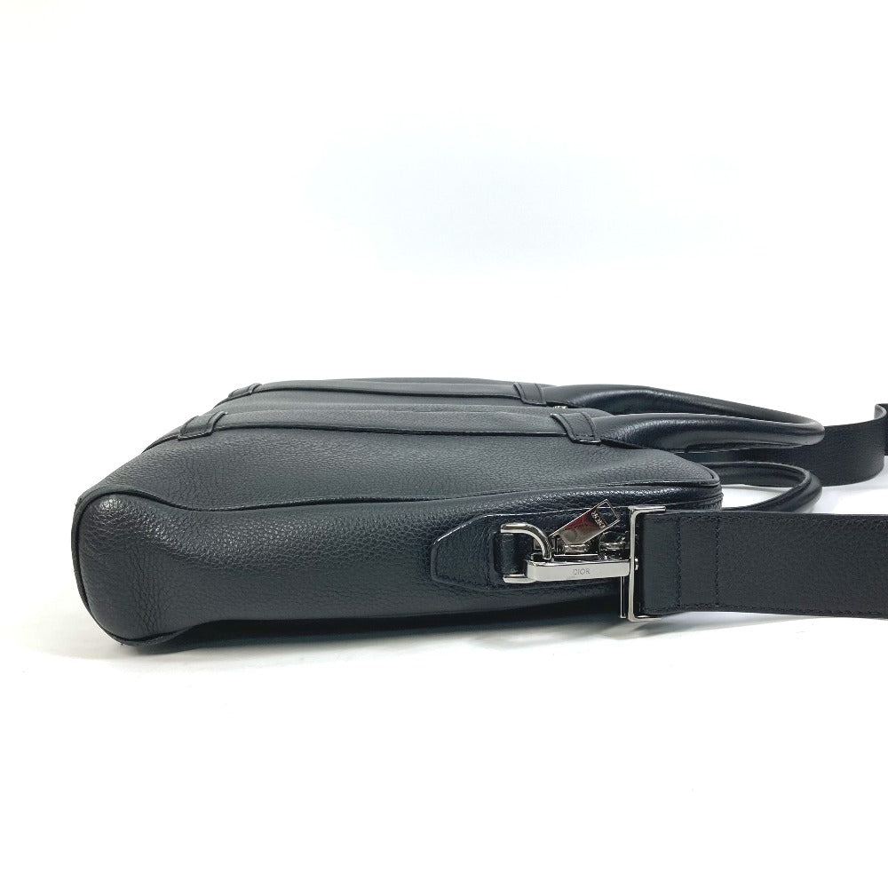 DIOR HOMME Handbag with Logo, Trotter Interior, Oblique Design, 2-Way Shoulder Bag, Business Bag, Leather, Men's, Black