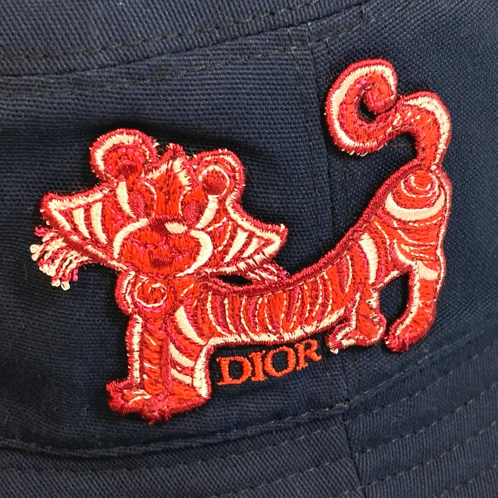 Dior 刺繍 タイガーパッチ ケニー シャーフ バケットハット 帽子 ヘッドウェア ハット コットン ユニセックス ブルー