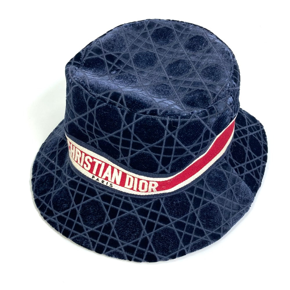 Dior 15CAN923X134 21AW ベロア カナージュ ロゴ ボブ 帽子 バケットハット ハット コットン ユニセックス ネイビー