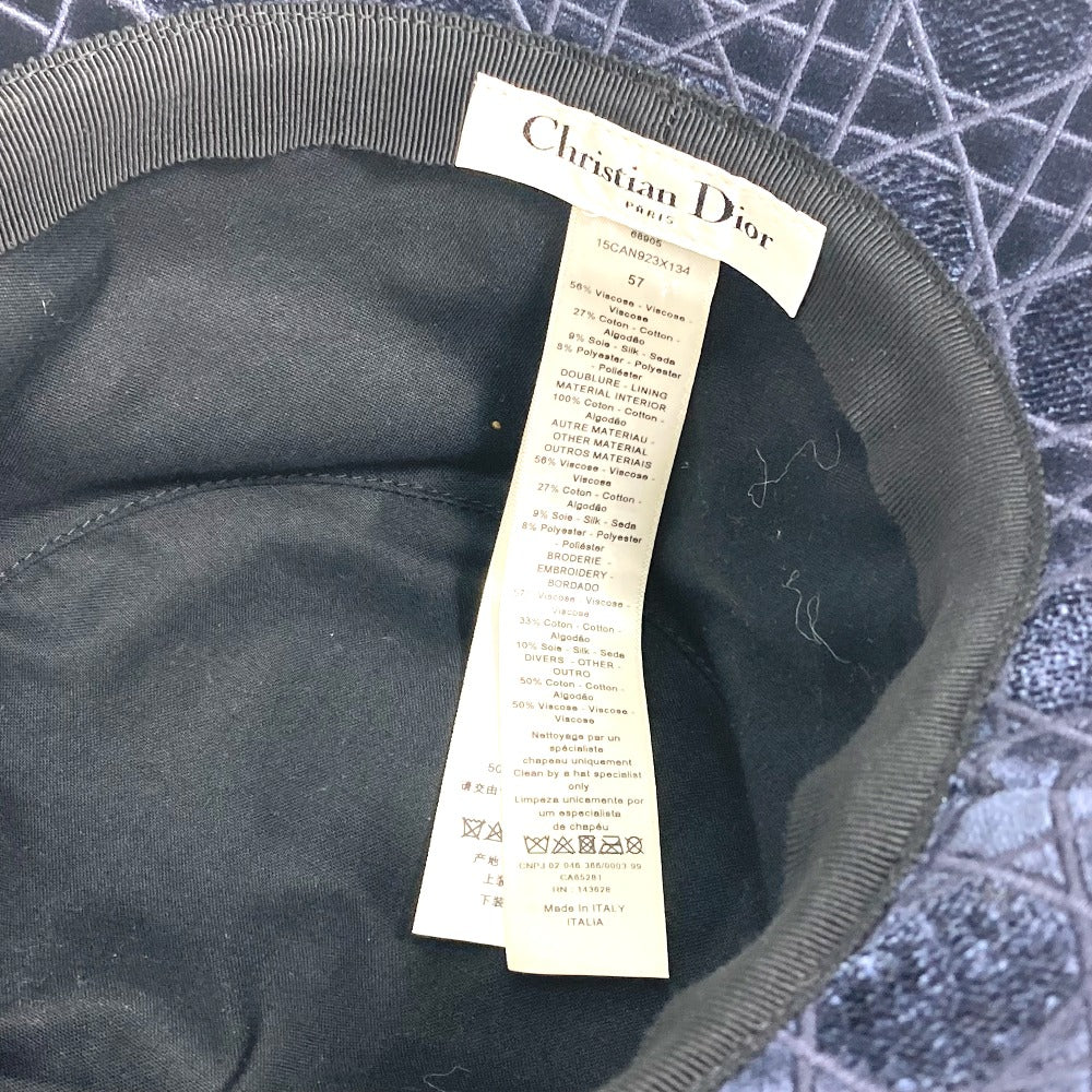 Dior 15CAN923X134 21AW ベロア カナージュ ロゴ ボブ 帽子 バケットハット ハット コットン ユニセックス ネイビー